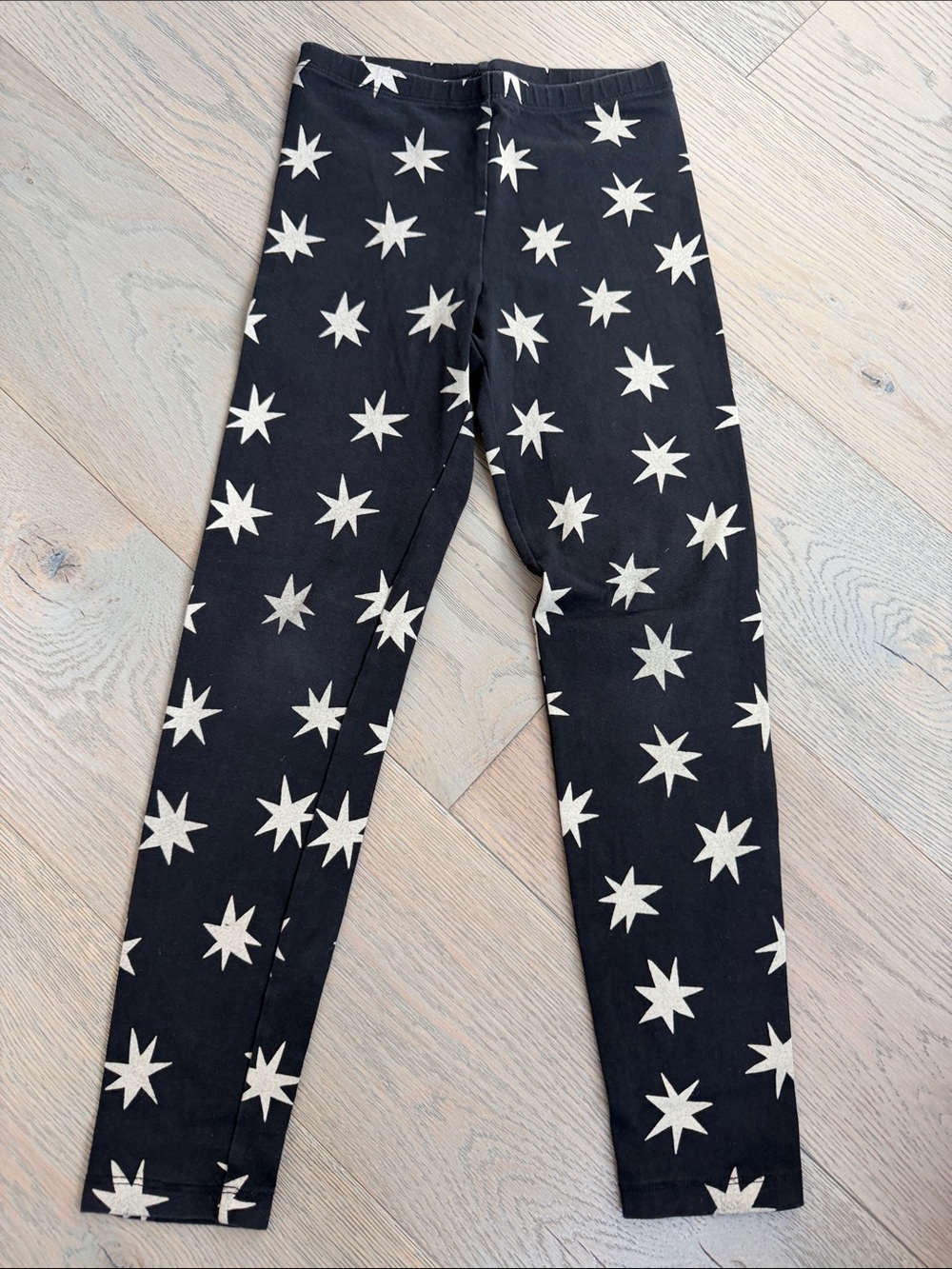 Tea Collection Black Leggings with White Star Print size 10